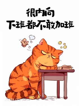 很内向,下班不敢加班 猫猫 打工人 下班文案 搞笑文案