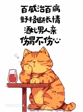 百威治百病,野格断长情 猫猫 喝酒 发朋友圈 搞笑文案