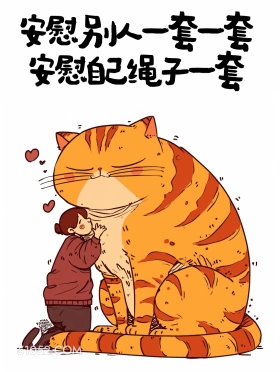 安慰别人一套一套，安慰自己绳子一套 猫猫 后劲十足 搞笑文案