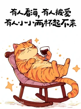 有人小小两杯起不来 猫猫 喝酒 发朋友圈 搞笑文案