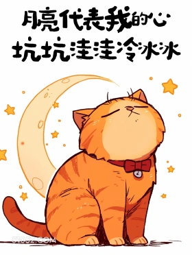 月亮代表我的心，坑坑洼洼冷冰冰 猫猫 后劲十足 搞笑文案
