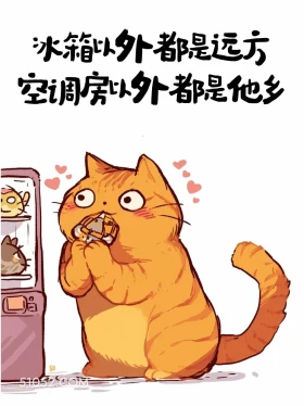 冰箱外都是远方,空调外都是他乡 猫猫 好热 发朋友圈 搞笑文案