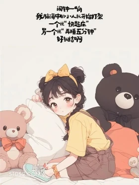 闹钟一响脑子就在打架 小女孩 又周一了 搞笑文案