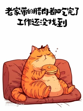 老家带的腊肉都吃完了工作还没找到 猫猫 有梗 搞笑文案