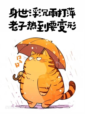 身世浮沉雨打萍,老子热到要变形 猫猫 好热 发朋友圈 搞笑文案