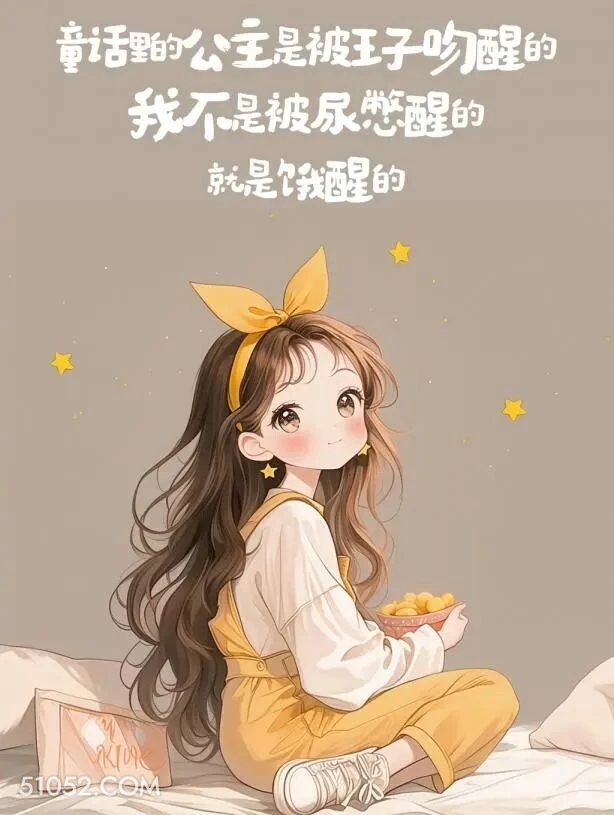 公主被王子吻醒，我不是被尿憋醒就是被饿醒 小女孩 又周一了 搞笑文案