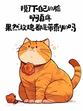 玫瑰都是带刺的,不信你摸脸 猫猫 有趣文案 神段子 搞笑文案