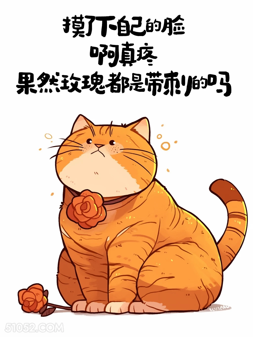 玫瑰都是带刺的，不信你摸脸 猫猫 有趣文案 神段子 搞笑文案