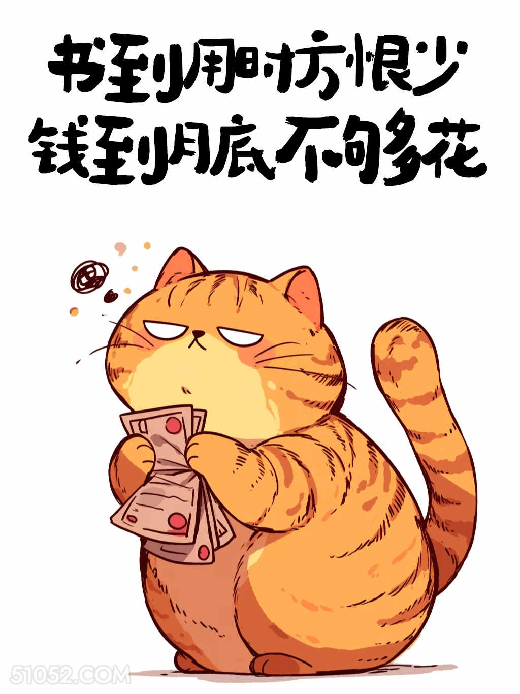 书到用时方恨少，钱到月底不够花 猫猫 笑死了 发朋友圈 搞笑文案