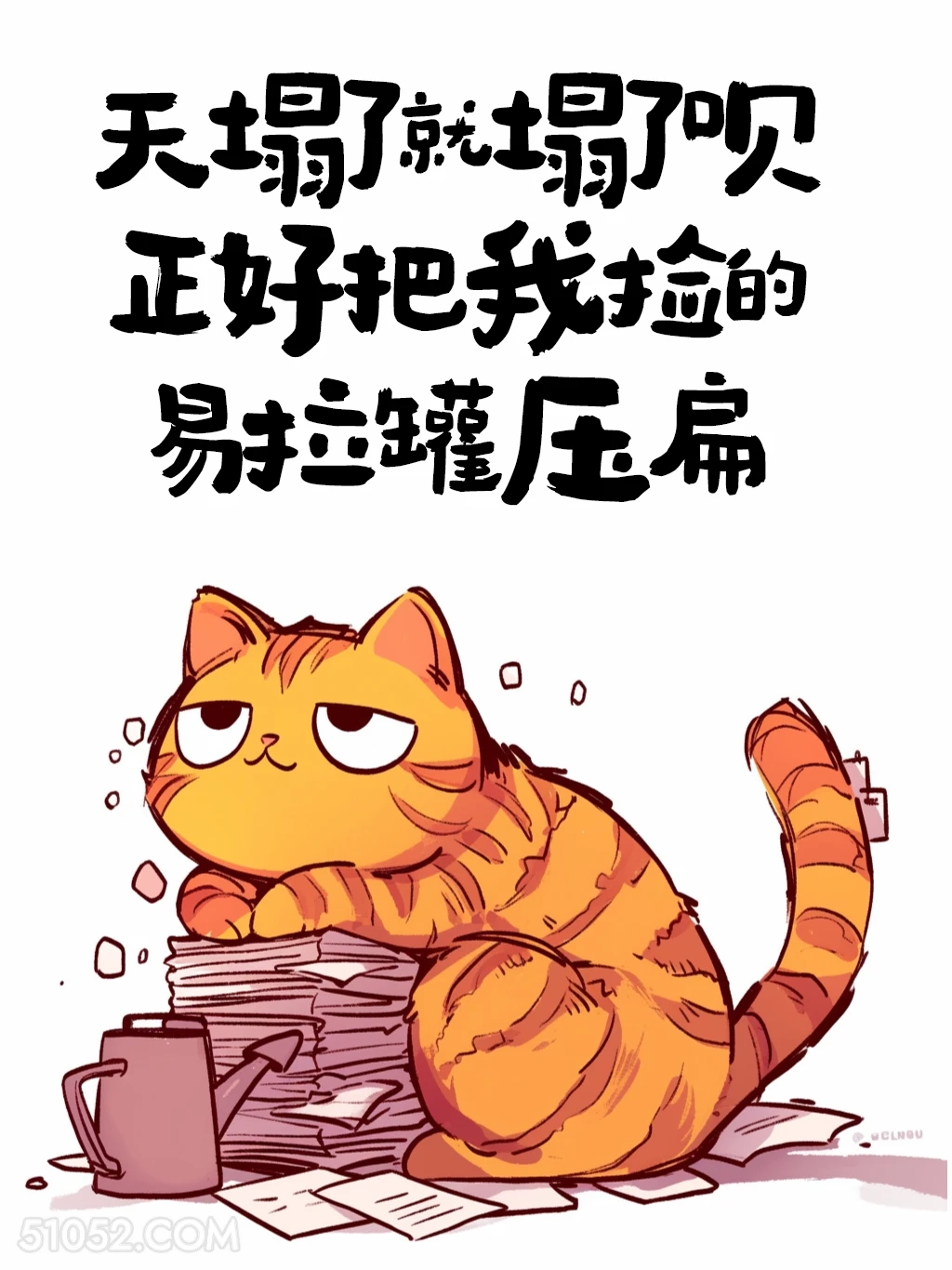 天塌就塌吧，正好把我捡的易拉罐压扁 猫猫 有梗 搞笑文案
