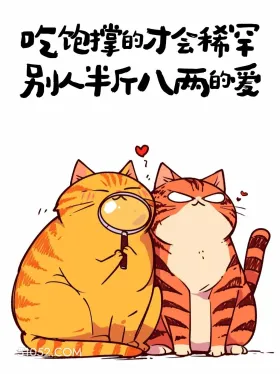 吃饱撑的才会稀罕半斤八两的爱 猫猫 发朋友圈 搞笑文案