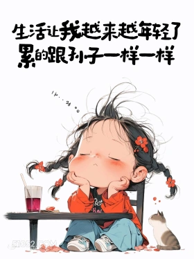 生活让我越来越年轻了，累的像孙子 小女孩 有梗 搞笑文案