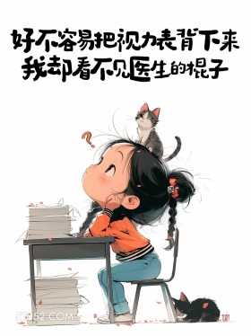 好不容易背下来视力表，我却看不见医生的棍子 小女孩 有梗 搞笑文案