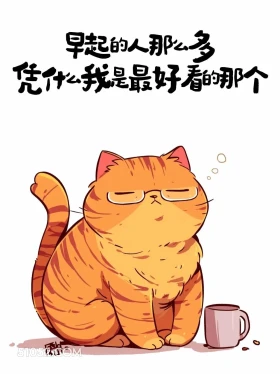 早起的人那么多，我是最好看那个 猫猫 解压文案 搞笑句子