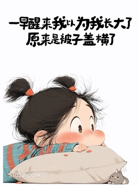 一早醒来以为我长大了，原来是被子盖横了 小女孩 有梗 搞笑文案