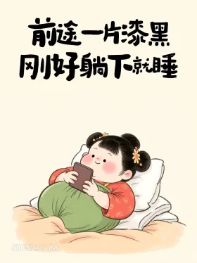 前途一片漆黑刚好躺下就睡 胖女孩 有梗 搞笑文案