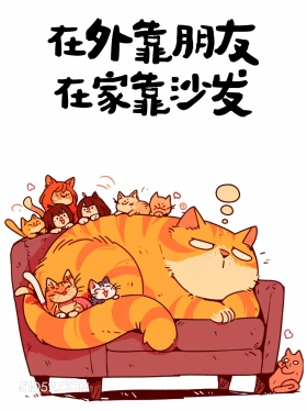 在外靠朋友，在家靠沙发 猫猫 笑死了 搞笑文案