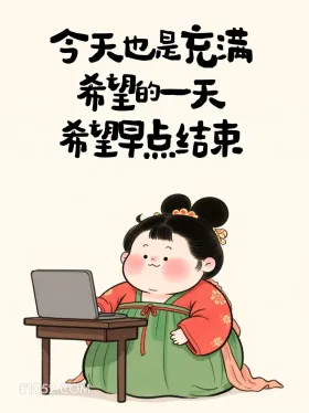 今天充满希望，但希望早点结束 胖女孩 有梗 搞笑文案