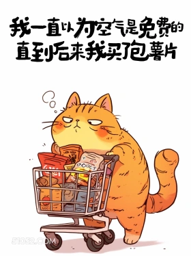 一直以为空气免费，直到买了包薯片 猫猫 笑死了 发朋友圈 搞笑文案