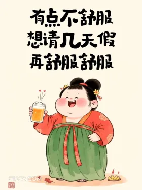 有点不舒服，请几天假舒服舒服 胖女孩 有梗 搞笑文案