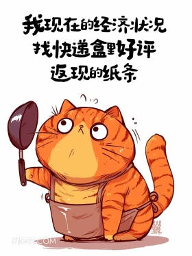 现在的经济情况：找快递盒好评返现纸条 猫猫 解压文案 搞笑句子