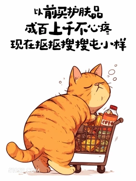以前买护肤品成千上百，现在囤小样 猫猫 消费降级 搞笑文案
