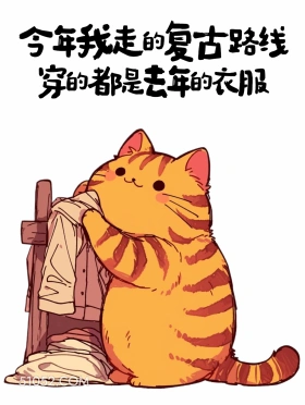 今年走复古路线，穿去年的衣服 猫猫 消费降级 搞笑文案
