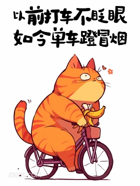 以前打车不眨眼，如今单车蹬冒烟 猫猫 消费降级 搞笑文案