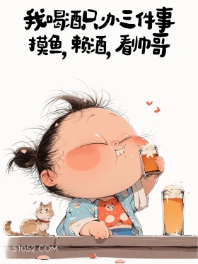 喝酒只办三件事，摸鱼赖酒看帅哥 小女孩 喝酒 发朋友圈 搞笑文案