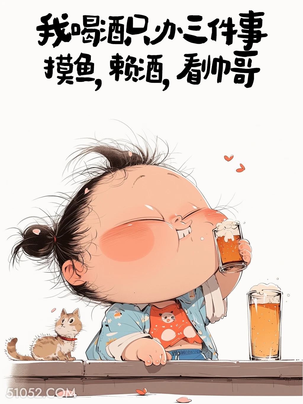 喝酒只办三件事，摸鱼赖酒看帅哥 小女孩 喝酒 发朋友圈 搞笑文案