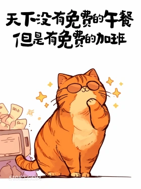 天下没有免费的午餐，但又免费的加班 猫猫 牛马 打工人 搞笑文案