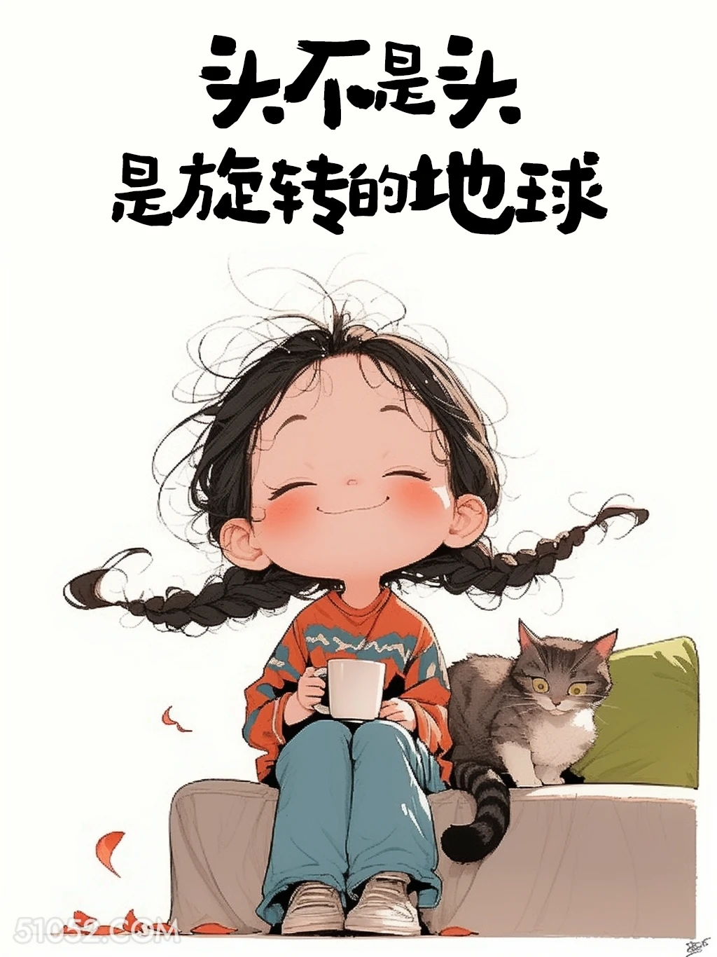 头不是头，是旋转的地球 小女孩 喝酒 发朋友圈 搞笑文案