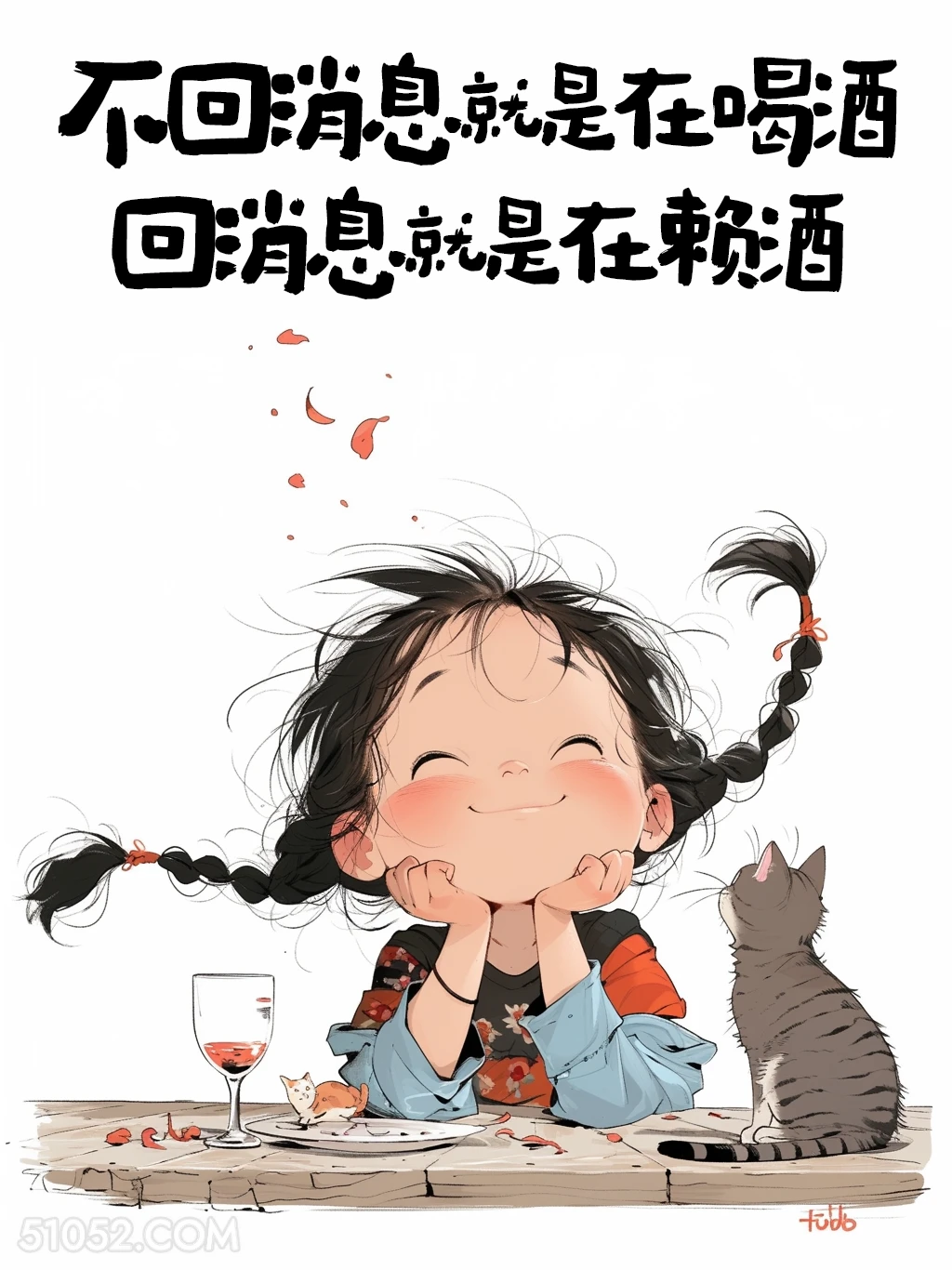不回消息就是在喝酒，回了就是在赖酒 小女孩 喝酒 发朋友圈 搞笑文案
