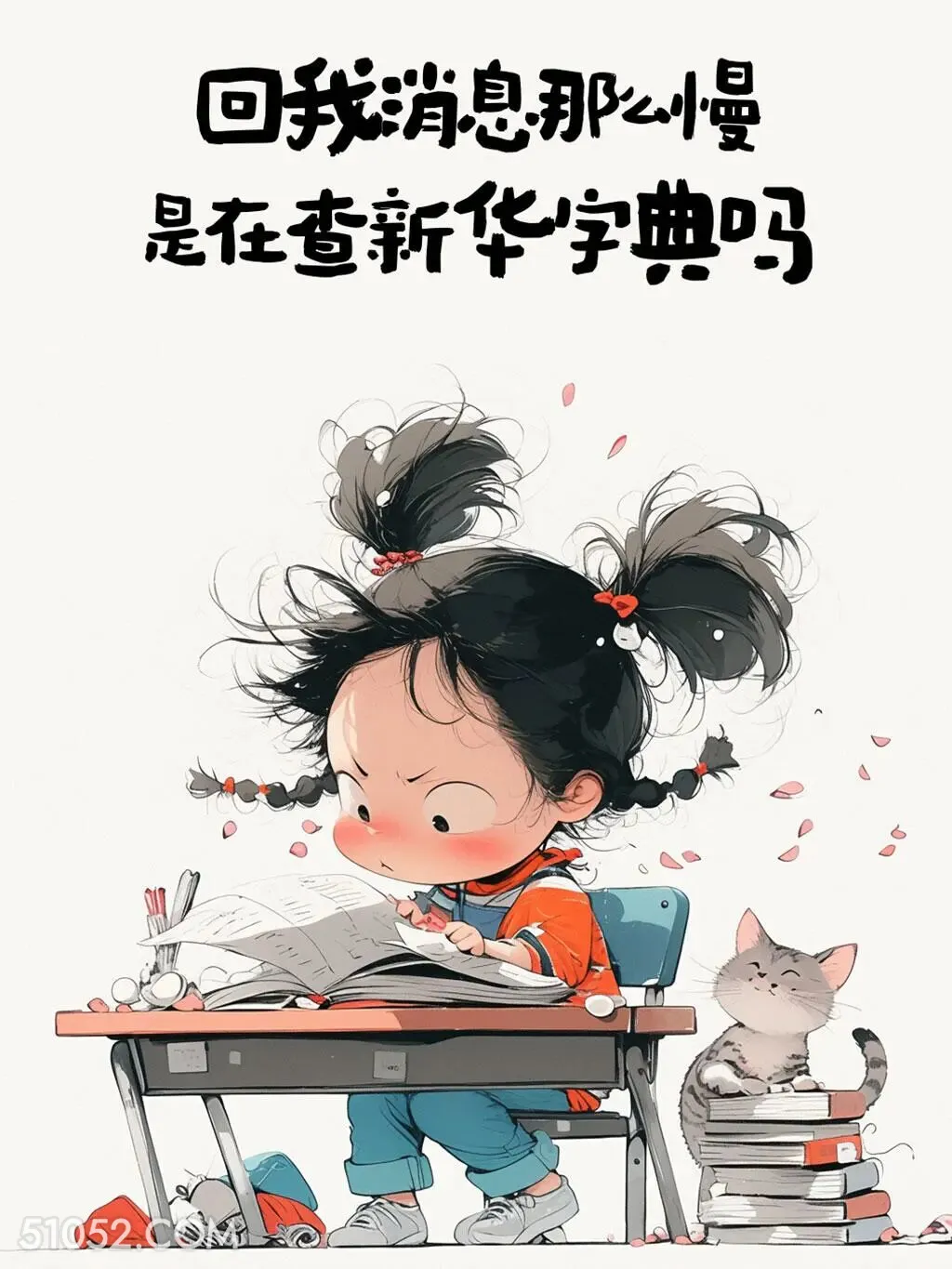 回消息那么慢，是在查新华字典吗 小女孩 秒回 搞笑文案