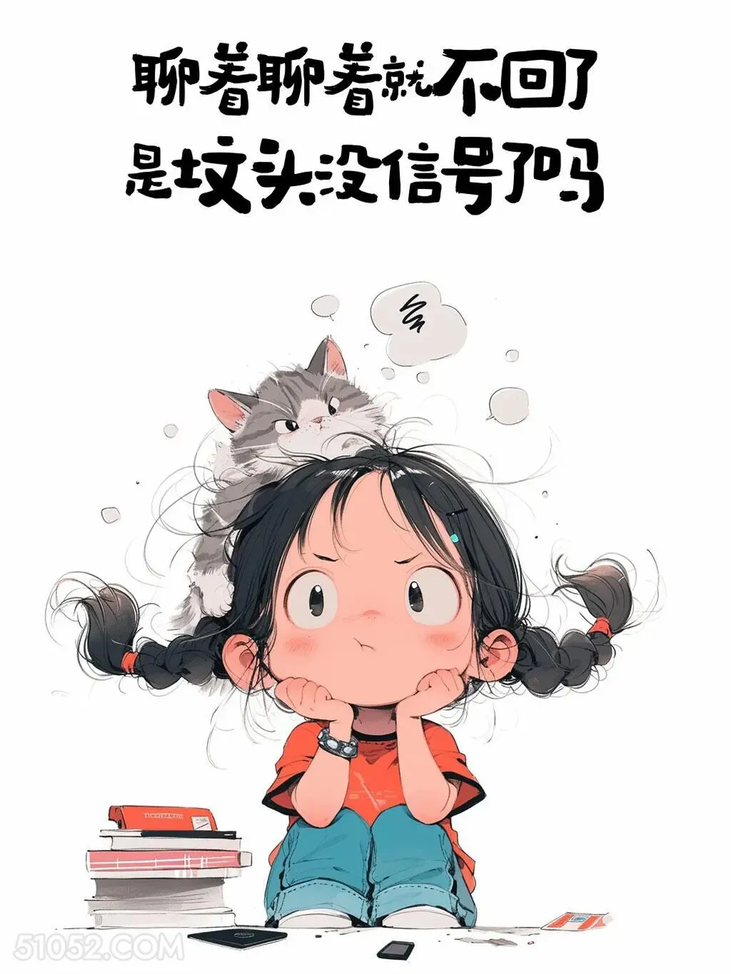 聊着聊着就不回了，你坟头没信号了吗 小女孩 秒回 搞笑文案