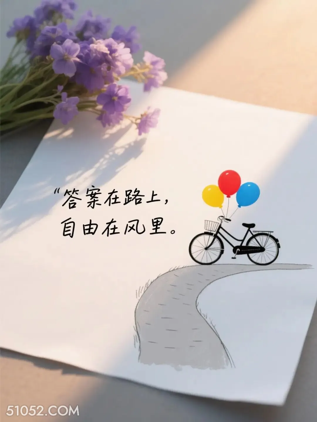 答案在路上，自由在风里 简笔画 发朋友圈 走心文案