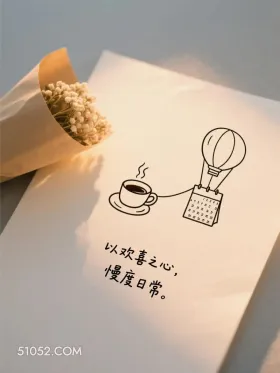 以欢喜之心慢度日常 简笔画 发朋友圈 走心文案