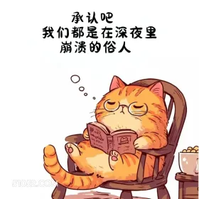 我们都是在深夜崩溃的俗人 猫猫 熬夜 发朋友圈 搞笑文案