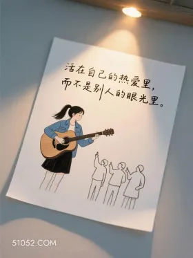 活在自己的热爱而不是别人的眼光 简笔画 大格局 发朋友圈 走心文案