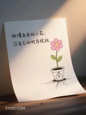 做慢吞吞的小花沿自己的时序开放 简笔画 大格局 发朋友圈 走心文案