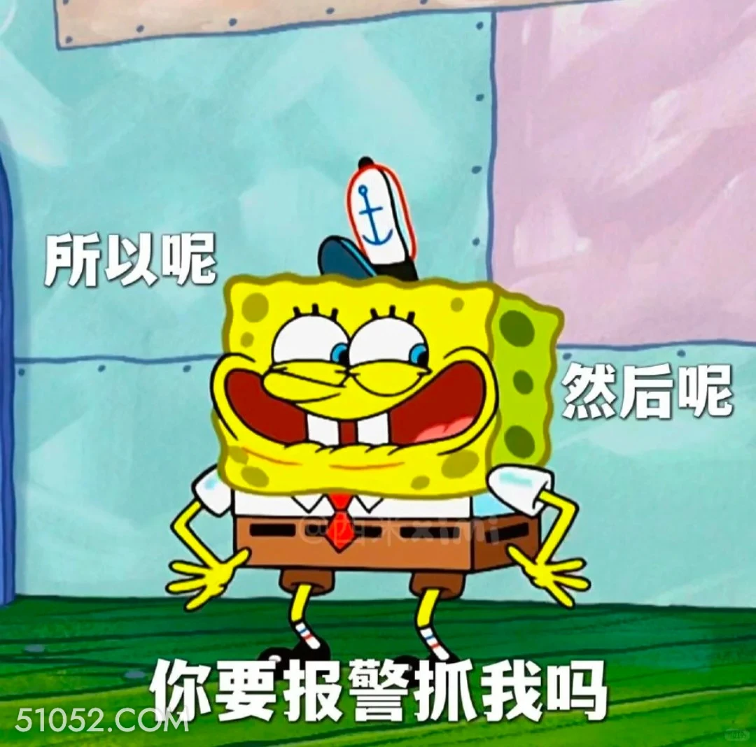 所以呢，你要报警抓我吗 海绵宝宝 派大星 章鱼哥 动画片 搞笑表情
