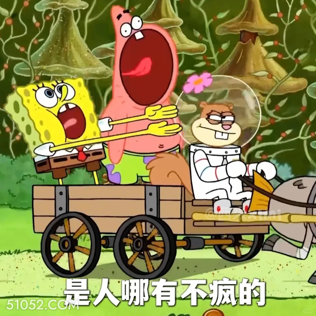 是人哪有不疯的 海绵宝宝 派大星 章鱼哥 动画片 搞笑表情