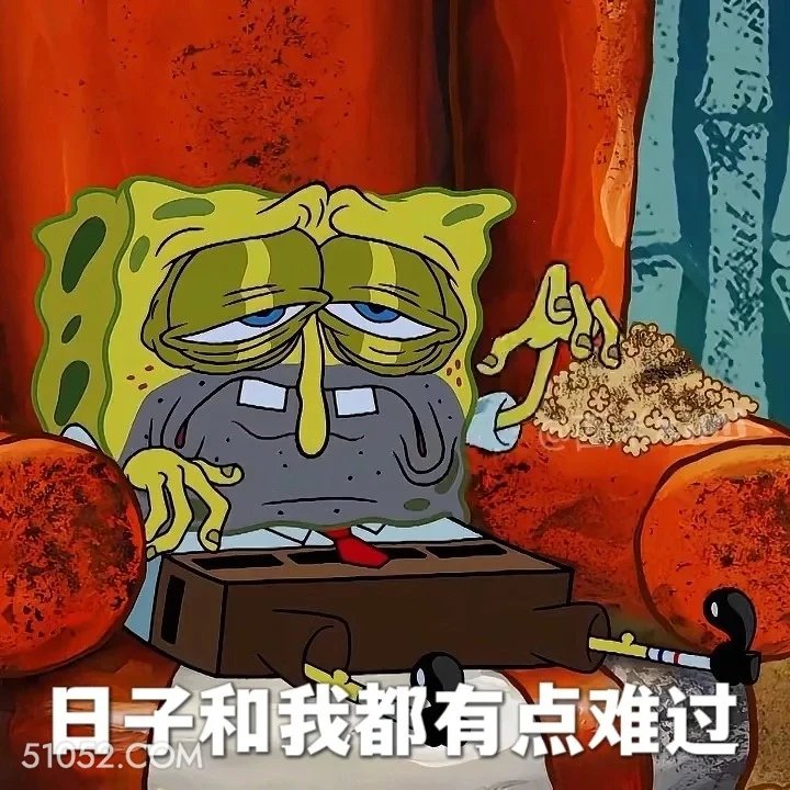日子和我都有点难过 海绵宝宝 派大星 章鱼哥 动画片 搞笑表情
