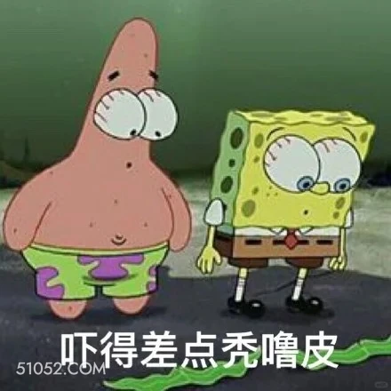 吓得差点秃噜皮 海绵宝宝 派大星 章鱼哥 动画片 搞笑表情