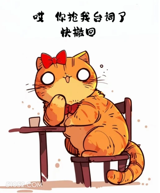 你抢我台词了，快撤回 猫猫 想你了 搞笑回复 搞笑文案