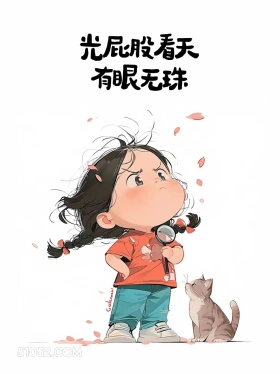 光屁股看天-有眼无珠 小女孩 阴阳怪气 歇后语 搞笑文案