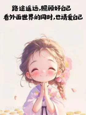 路途遥远，照顾好自己 小女孩 旺自己 金句 治愈文案