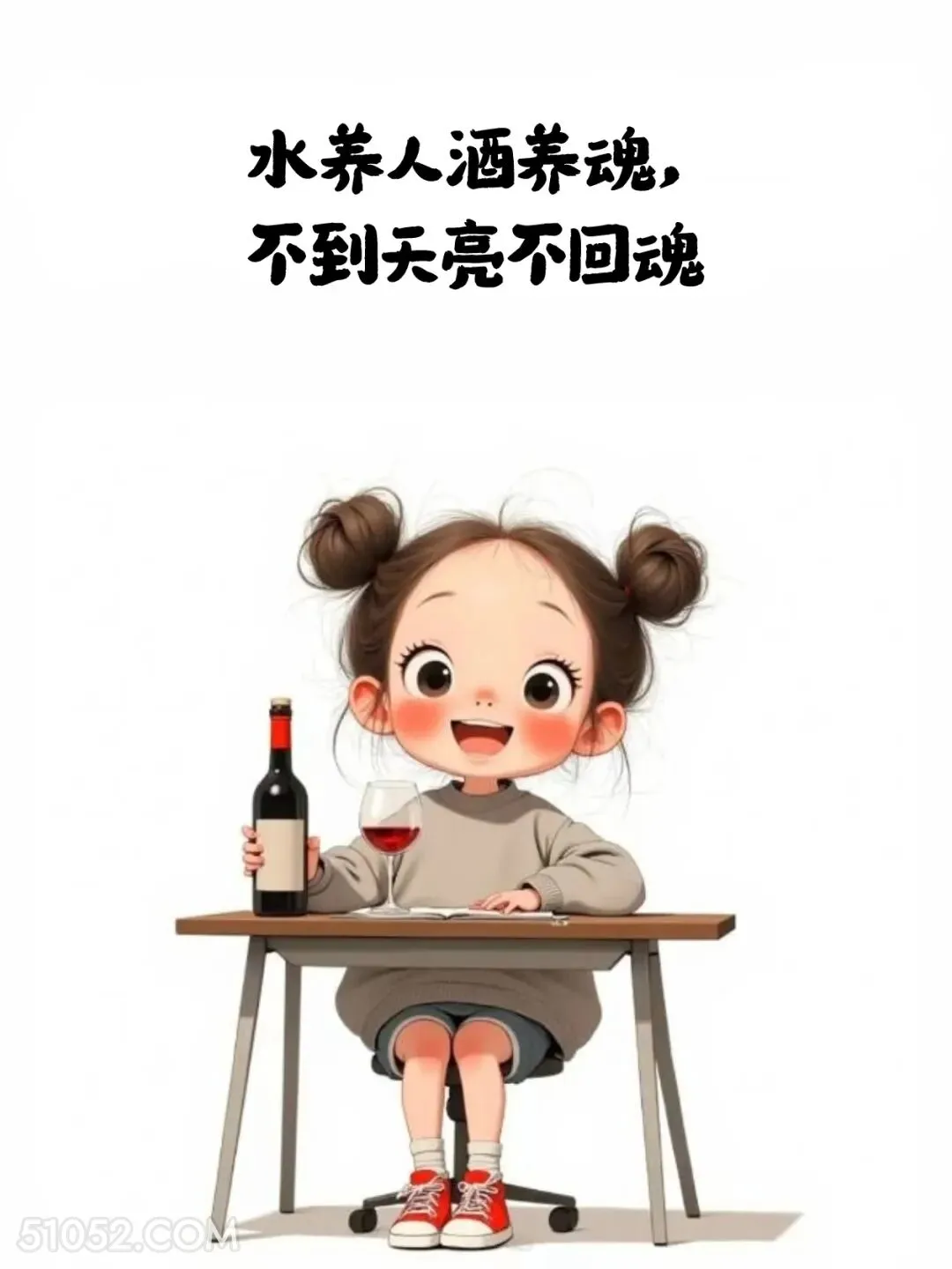 水养人酒养魂，不到天亮不回魂 小女孩 小男孩 喝酒 搞笑文案 发朋友圈