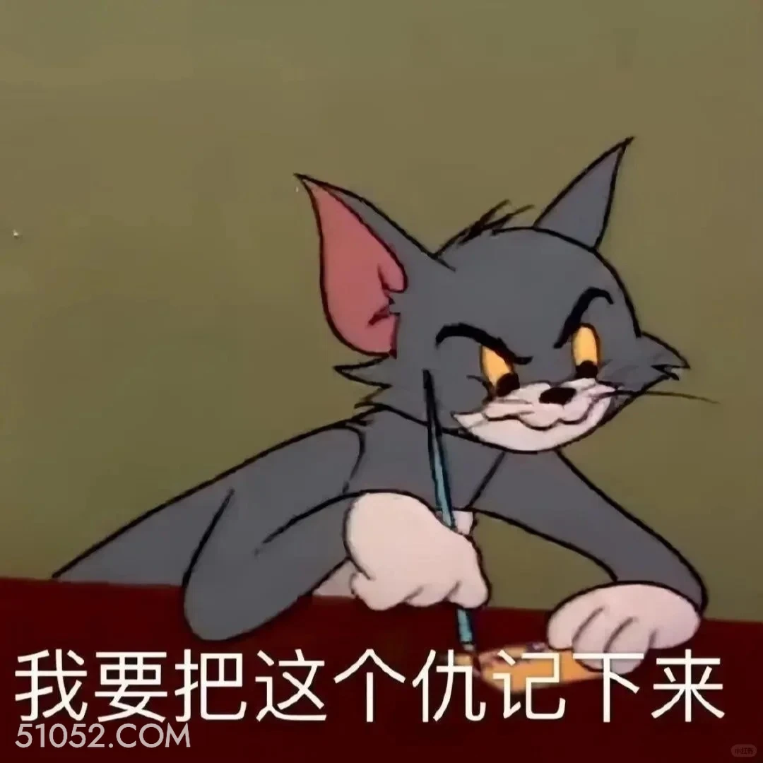 我要把这个仇记下来 猫和老鼠 动画片 杰瑞 汤姆猫 搞笑表情