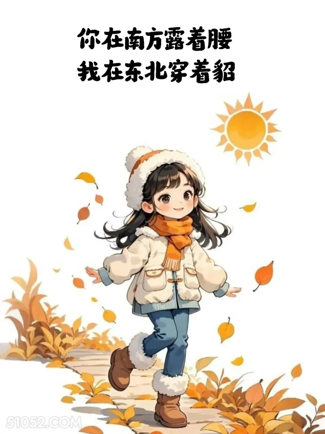 你在南方露腰，我在北方穿貂 小男孩 小女孩 降温 发朋友圈 搞笑文案